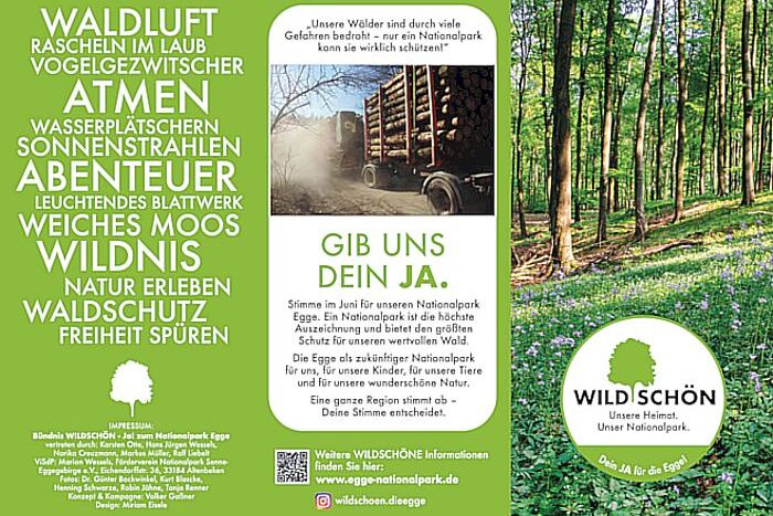 Flyer: Wildschön - Ja" zum Nationalpark Egge