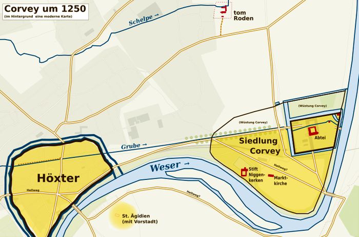 Karte: Verlauf der Grube in Höxter